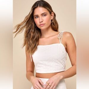 Lulu's White Tie-Strap Crop Top